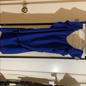 Royal blue flutter sleeve casual dress
